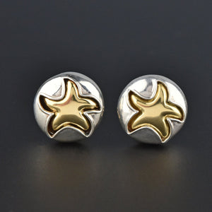 Vintage Gold Star Starfish Sterling Silver Earrings - Boylerpf