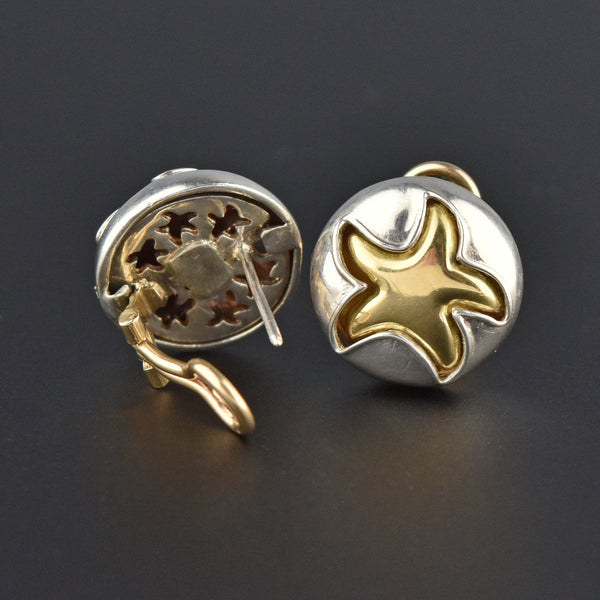 Vintage Gold Star Starfish Sterling Silver Earrings - Boylerpf