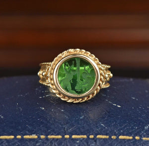 Italian 14K Gold Emerald Quartz Intaglio Ring - ON HOLD - Boylerpf