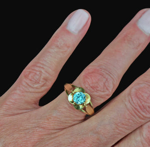 Vintage 14K Gold Buttercup Blue Zircon Ring - Boylerpf