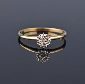 Art Deco Diamond Daisy Gold Engagement Ring - Boylerpf