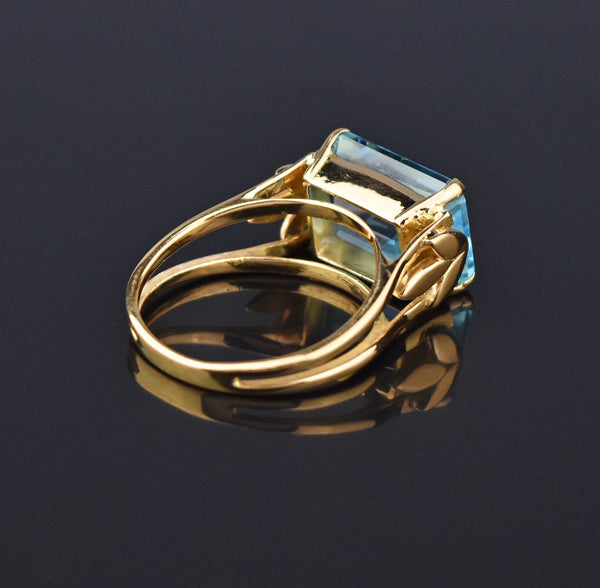 Heavy Vintage 18K Gold Blue Topaz Ring - Boylerpf