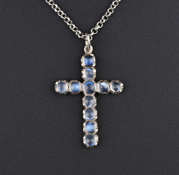 Antique Moonstone Cabochon Cross Necklace ON HOLD - Boylerpf