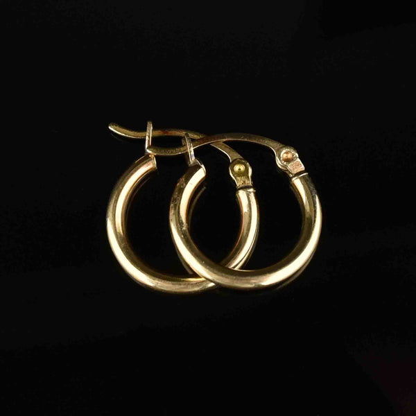 Vintage Huggie Style 10K Gold Hoop Earrings - Boylerpf