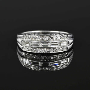 ON HOLD Vintage 14K White Gold Baguette Diamond Band Ring - Boylerpf