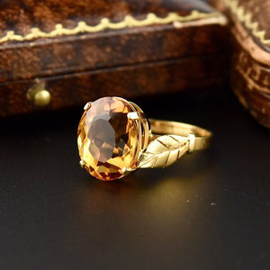 Vintage 18K Gold 6 CTW Golden Citrine Ring - Boylerpf