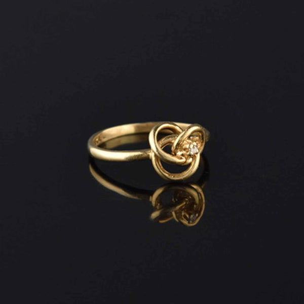 Vintage 14K Gold Love Knot Diamond Ring, Sz 5 - Boylerpf