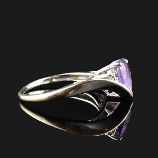 Vintage 10K White Gold Amethyst Heart Ring - Boylerpf