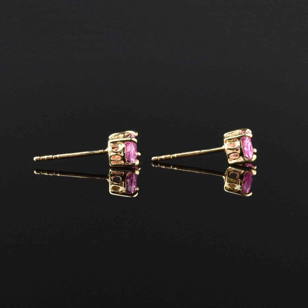 Vintage 14K Gold Pink Sapphire Stud Earrings - Boylerpf