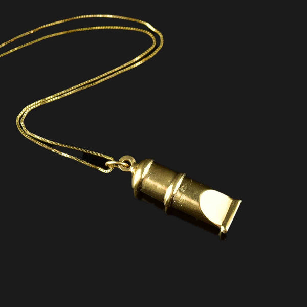 14K Gold Working Whistle Charm Necklace - Boylerpf