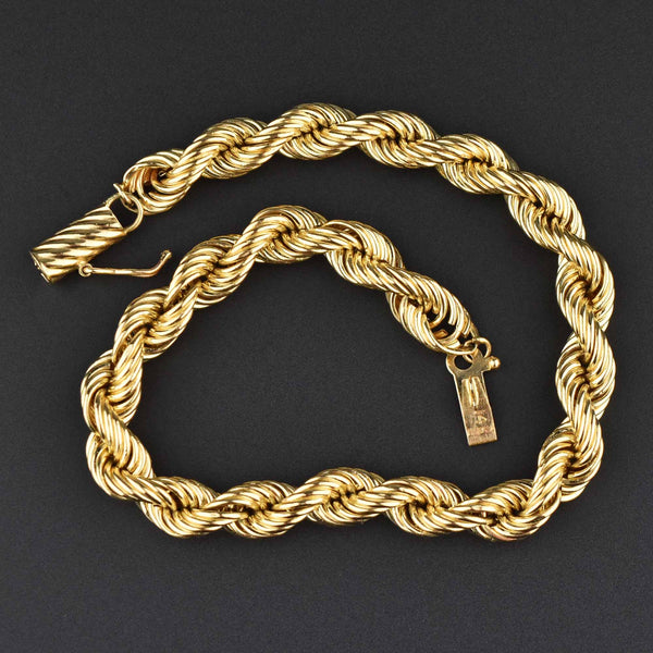 Vintage 14K Gold French Rope Chain Bracelet - Boylerpf