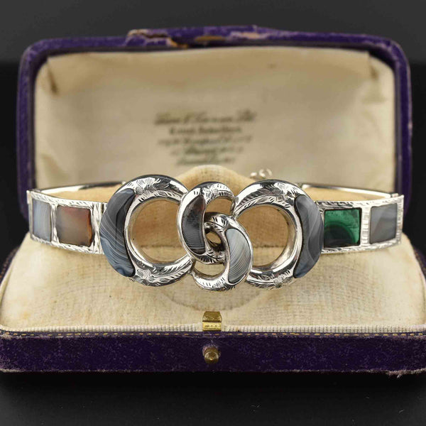 Scottish Banded Agate Crescent Moon Lovers Knot Bracelet - Boylerpf