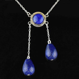 Vintage Silver Lapis Lazuli Lingerie Pendant Necklace - Boylerpf