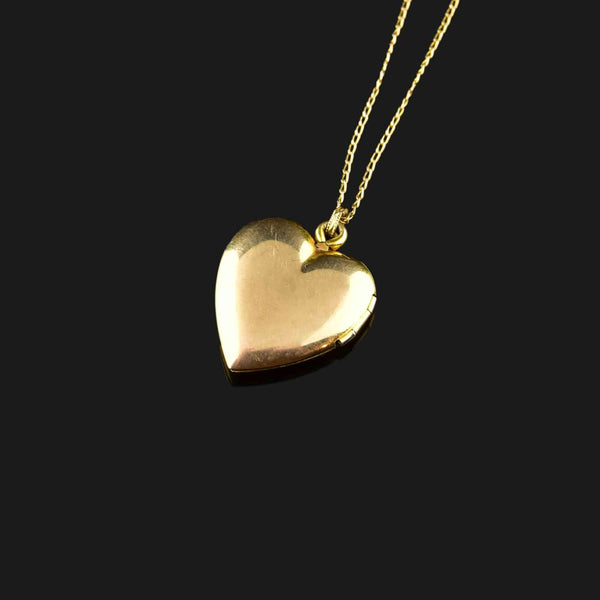 Vintage 10K Yellow and Rose Gold Heart Locket Necklace - Boylerpf