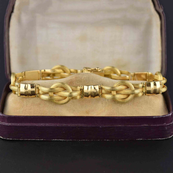 Estate Heavy 18K Gold Love Knot Bracelet - Boylerpf