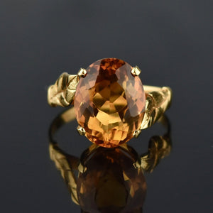 Vintage 18K Gold 6 CTW Golden Citrine Ring - Boylerpf