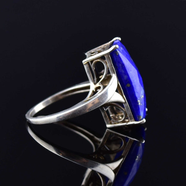 Silver Faceted Lapis Lazuli Statement Ring, SZ 8.5 - Boylerpf