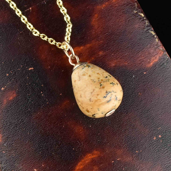 Vintage Gold Marble Egg Pendant Necklace - Boylerpf