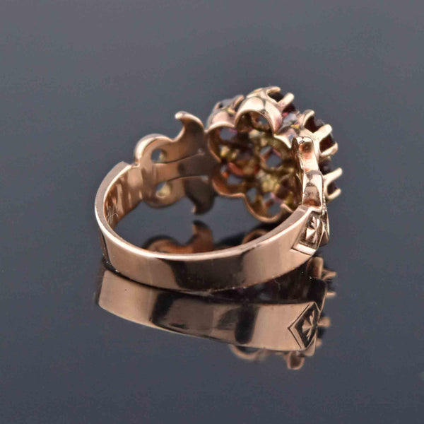 Antique Victorian Rose Gold Garnet Cluster Ring - Boylerpf