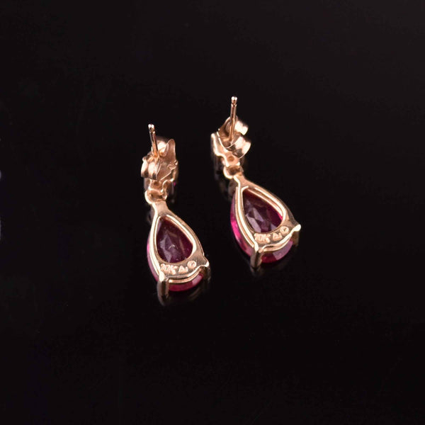 10K Gold Diamond Pear Cut Ruby Earrings - Boylerpf