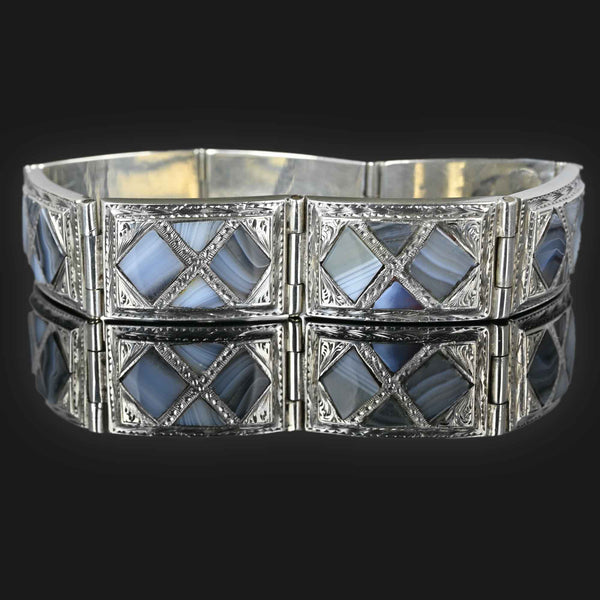 Antique Silver Scottish Montrose Agate Bracelet - Boylerpf