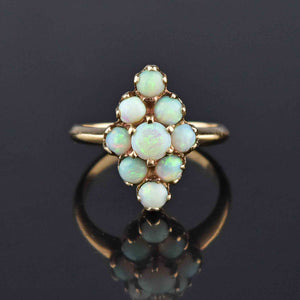 Antique Edwardian Navette Opal Cluster Ring, Sz 6.25 - Boylerpf