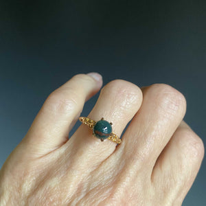 Estate Gold Filigree Solitaire Bloodstone Ring - Boylerpf