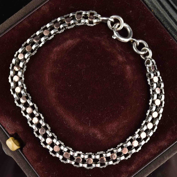 Silver Rose Gold Book Chain Fancy Link Bracelet - Boylerpf