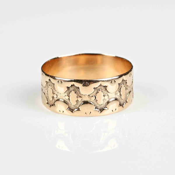 Edwardian Wide Gold Oak Leaf Band Ring – Boylerpf