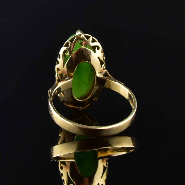 Vintage 14K Gold Jade Navette Style Ring - Boylerpf