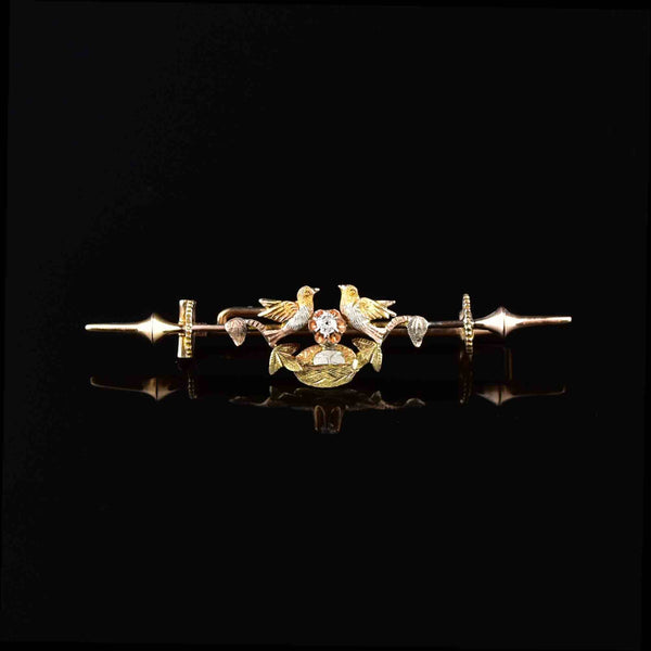 Vintage 14K Gold Diamond Swallow Bird Brooch - Boylerpf