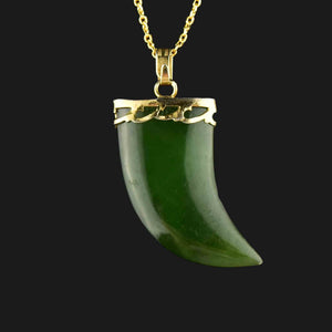 ON HOLD Vintage Gold Jade Claw Pendant Necklace - Boylerpf