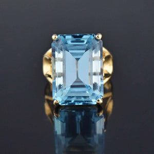 Mid Century 14K Gold Vintage 23 CTW Blue Topaz Ring - Boylerpf