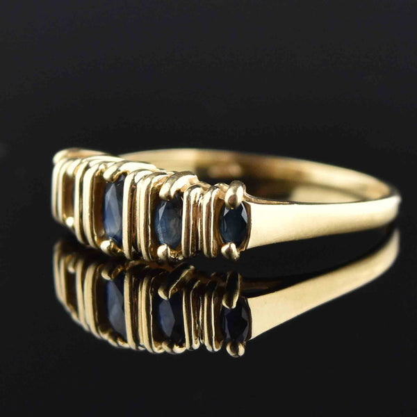 Vintage 14K Gold Oval Cut Sapphire Band Ring - Boylerpf