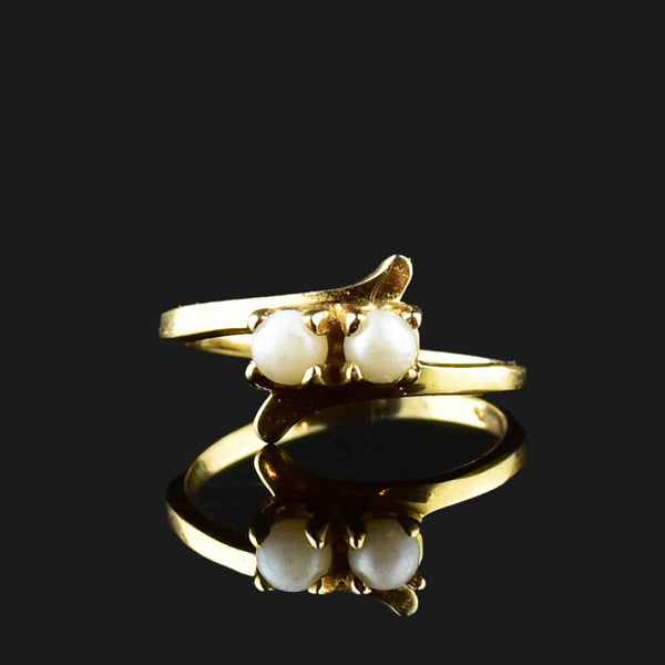 Vintage 10K Gold Pearl Crossover Ring - Boylerpf