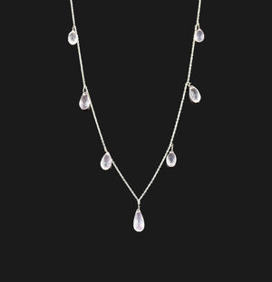 Vintage Silver Rose Quartz Briolette Charm Necklace - Boylerpf