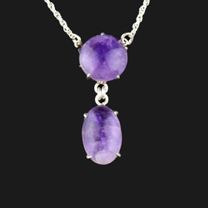 Silver Natural Amethyst Drop Pendant Necklace - Boylerpf