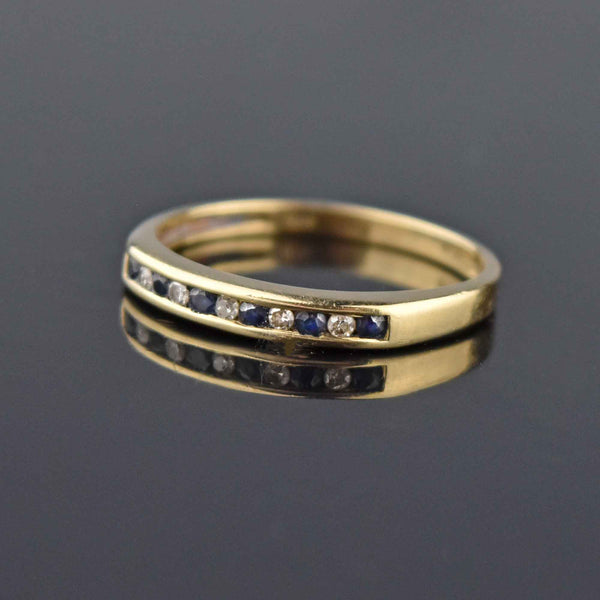 Fine Vintage Gold Half Eternity Diamond Sapphire Ring - Boylerpf