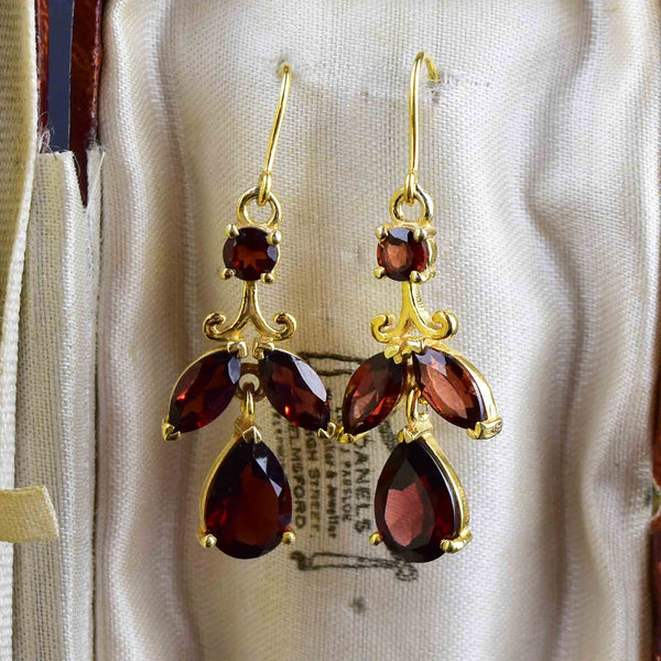 Vintage Gold Garnet Leaf Earrings - Boylerpf