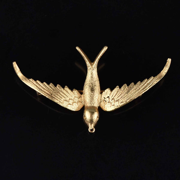 Antique 15K Gold Swallow Brooch Pin, 2 in ON HOLD - Boylerpf