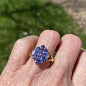 ON HOLD Estate Gold Diamond Tanzanite Cluster Ring - Boylerpf