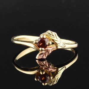 Vintage 10K Gold Leaf Garnet Ring, Sz 6 - Boylerpf