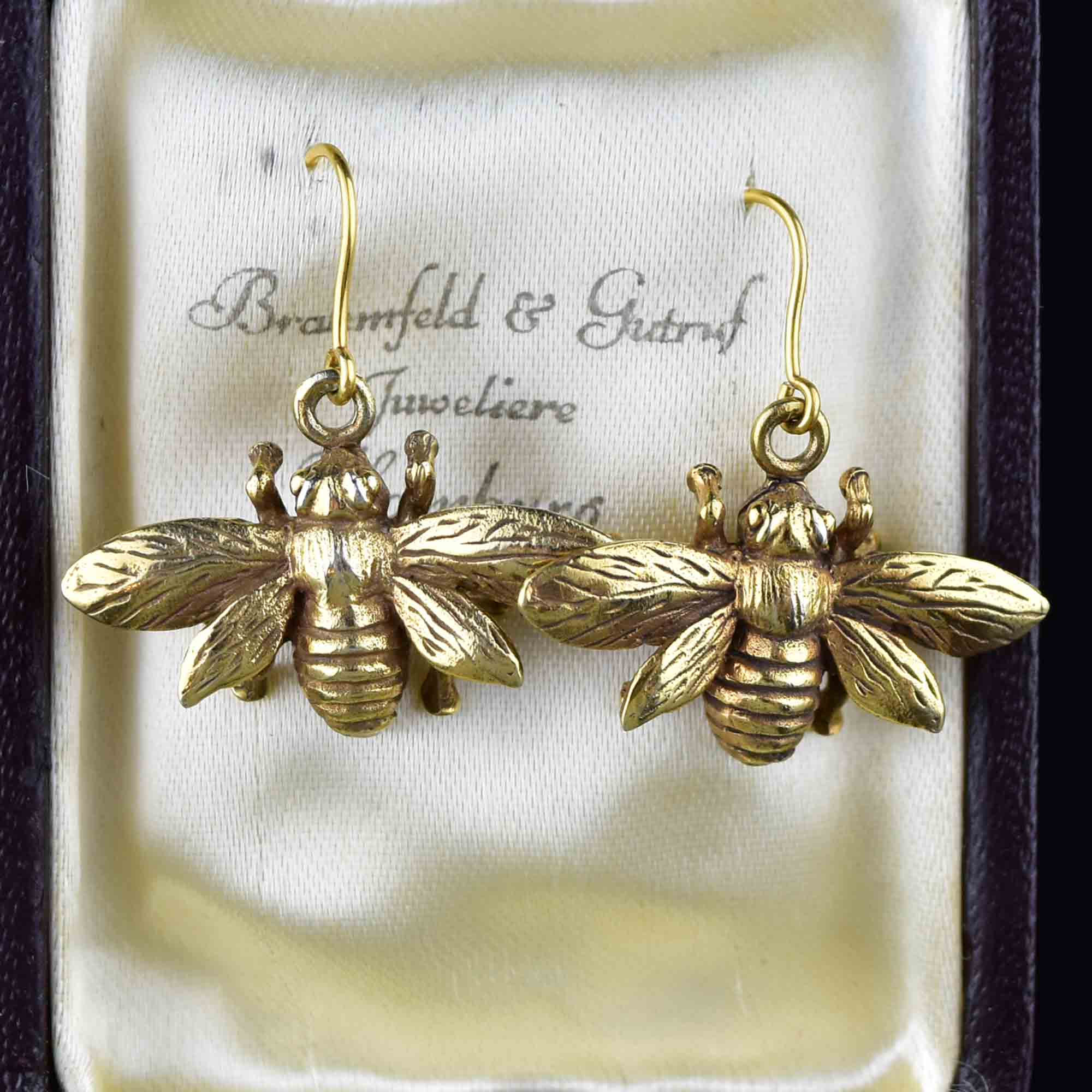 Vintage Gold Bumble Bee Dangle Earrings Boylerpf