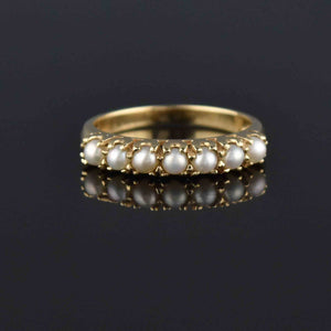 Estate 10K Gold Pearl Half Hoop Ring, Sz 6.5 - Boylerpf