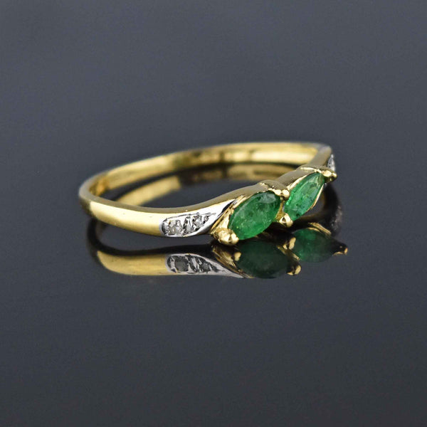 Marquis Natural Emerald Diamond 14K Gold Ring - Boylerpf