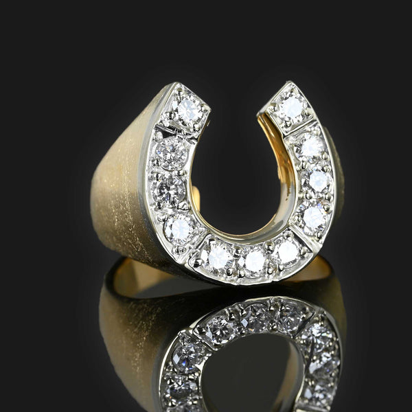 Mens 1.15 CTW Diamond Horseshoe Ring, Heavy 14K Gold - Boylerpf