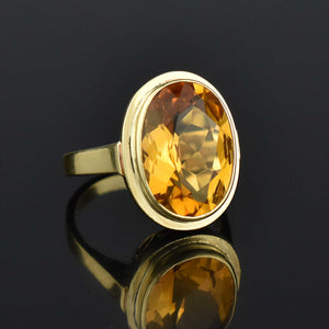 Vintage 14K Gold Oval 6 Carat Citrine Ring - Boylerpf