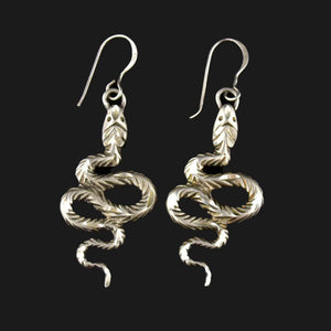 Vintage Engraved Sterling Silver Snake Earrings - Boylerpf