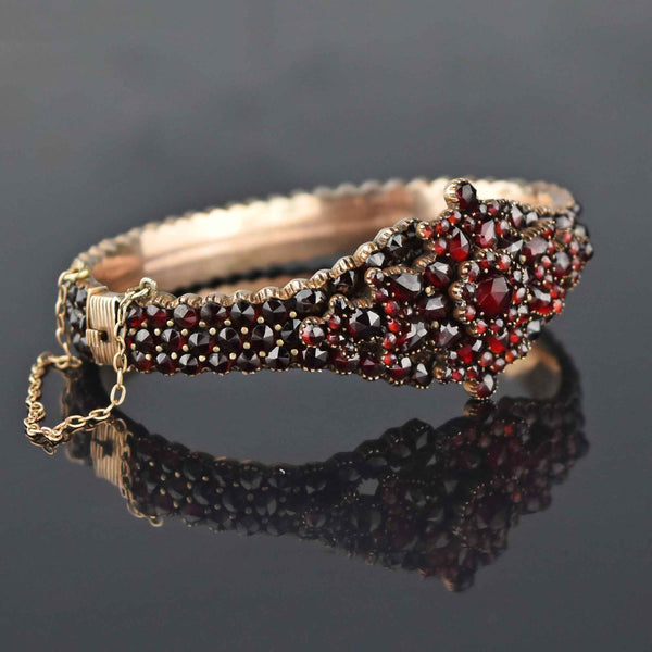 Antique Victorian Pave Garnet Hinged Bangle Bracelet in Sterling Silver For  Sale at 1stDibs | garnet bangle bracelet