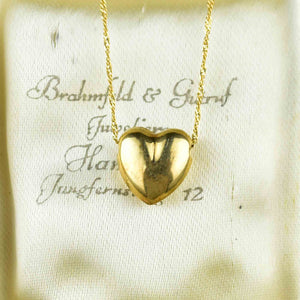 Vintage Solid 14K Gold Puffy Heart Charm Necklace - Boylerpf